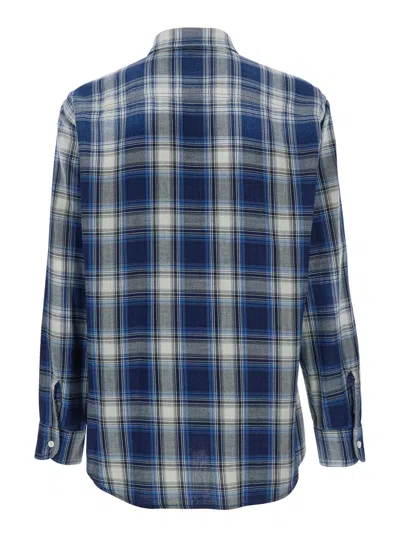 Dsquared2 Checked Pattern Shirt With Pockets And Collar In Blue