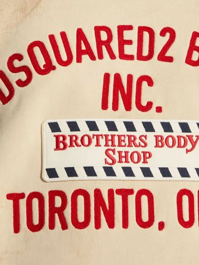 Dsquared2 Brothers Body Shop Patch Distressed Sweatshirt In Gold