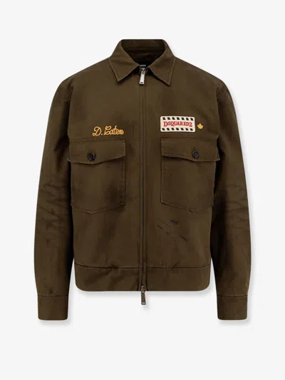 Dsquared2 Embroidered Patch Zip-up Jacket In Multi
