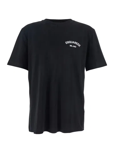 Dsquared2 Regular Fit Cotton T-shirt In Black