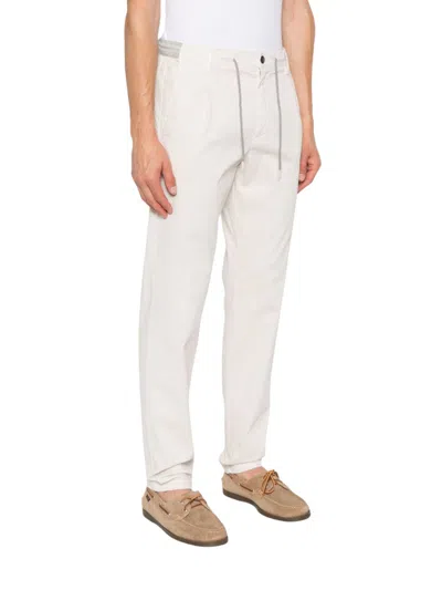 Eleventy Regimental Jogger Trousers Drawstring In White