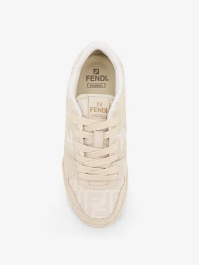 Fendi Match Ff Jacquard And Leather Sneakers In Neutral