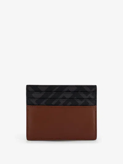 Fendi Portacarte Multicolor In Pelle E Tela Uomo In Brown
