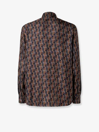 Fendi Nity Print Silk Long-sleeved Shirt In Multi