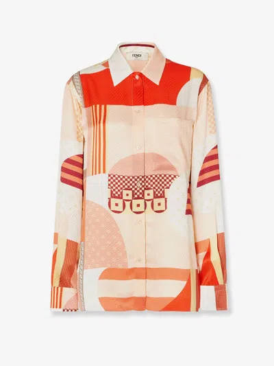 Fendi Patchwork Printed Long-sleeved Shirt In Multi