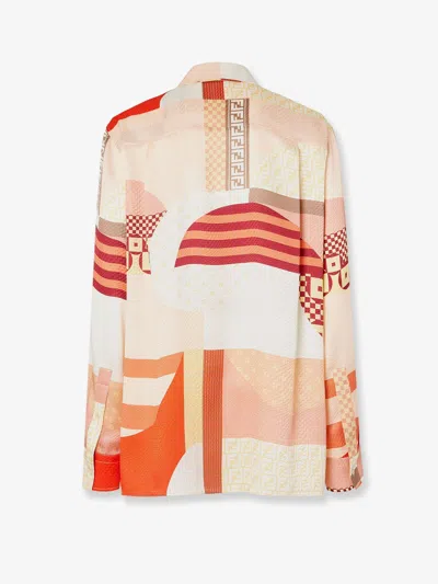 Fendi Patchwork Printed Long-sleeved Shirt In Multi