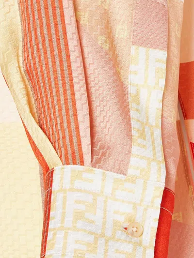Fendi Patchwork Printed Long-sleeved Shirt In Multi