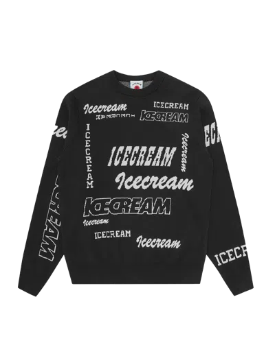Icecream Multi Logo Knit Crewneck In Blue
