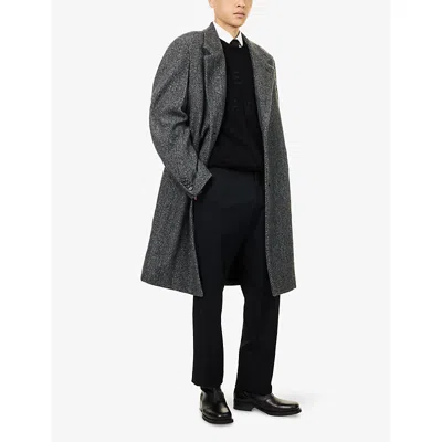 Givenchy Men Wool Blend Coat With Herringbone Motif In Multi
