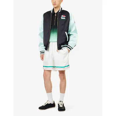 Casablanca Denim Bomber Jacket With Embroidered Logo