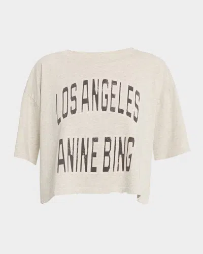 Anine Bing Graphic Print Cropped T-shirt With Short Sleeves In Neutral