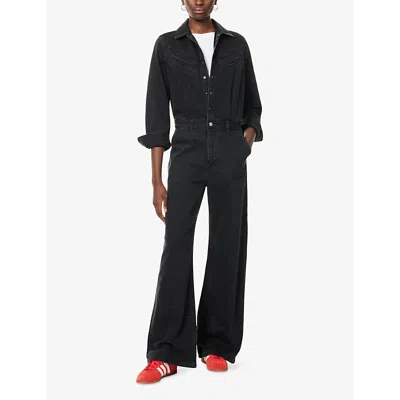 Levi's Womens Black Rinoa Wide-leg Denim Jumpsuit In Black
