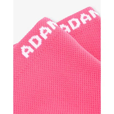 Adanola Womens White/pink Logo-print Stretch-woven Running Socks In Pink