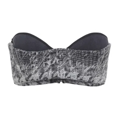 Diesel Abstract Textured Bodysuit With Structured Bust In Gray