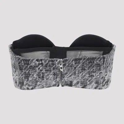 Diesel Abstract Textured Bodysuit With Structured Bust In Gray