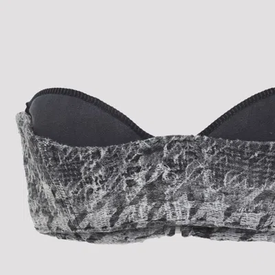 Diesel Abstract Textured Bodysuit With Structured Bust In Gray