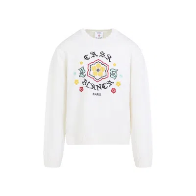 Casablanca Crewneck Sweater With Floral Embroidery In Multi