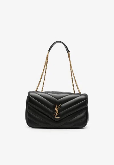 Saint Laurent Black Loulou Medium Shoulder Bag In Black