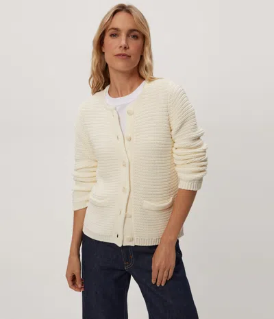 Michael Stars Kaden Crew Neck Cardigan In White