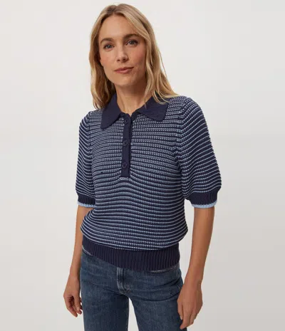 Michael Stars Marley Puff Sleeve Cotton Blend Sweater In Blue