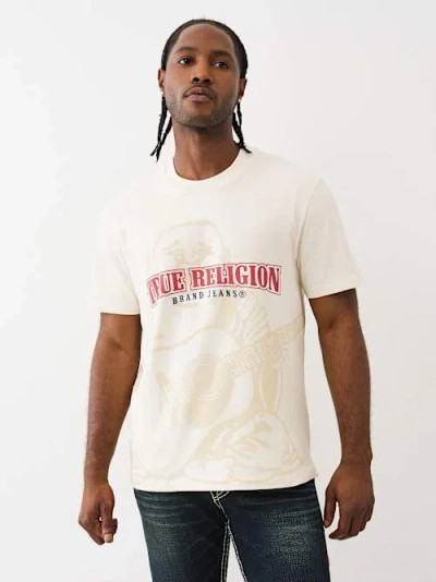 True Religion Mens Winter White Graphic-print Cotton T-shirt In White