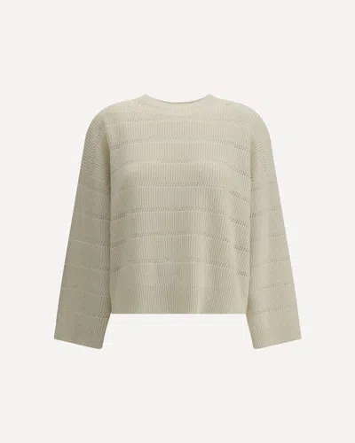 Brunello Cucinelli Women Cashmere And Wool Crew-neck Sweater In Neutral