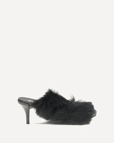 Pedro Garcia Fur-trimmed Mules Sandals In Black