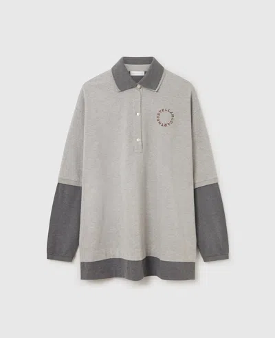 Stella Mccartney Oversized Polo Shirt Collared Neck In Gray