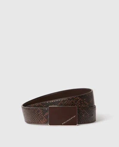 Stella Mccartney Reversible Snake Double-faced Belt In Brown