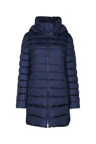 Add Hooded Quilted Coat In Blue