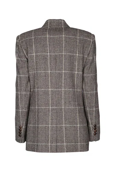 Brunello Cucinelli Double-breasted Checkered Blazer Lapel Design In Gray