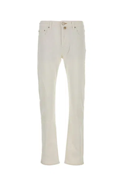 Jacob Cohen Bard Cotton Stretch Trouser With Iconic Handkerchief In White