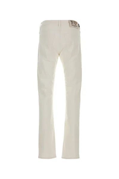 Jacob Cohen Bard Cotton Stretch Trouser With Iconic Handkerchief In White