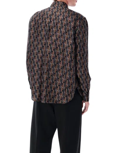 Fendi Nity Print Silk Long-sleeved Shirt In Multi