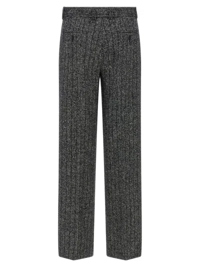 Dolce & Gabbana Wool Trousers With Textured Fabric And Pockets In Gray