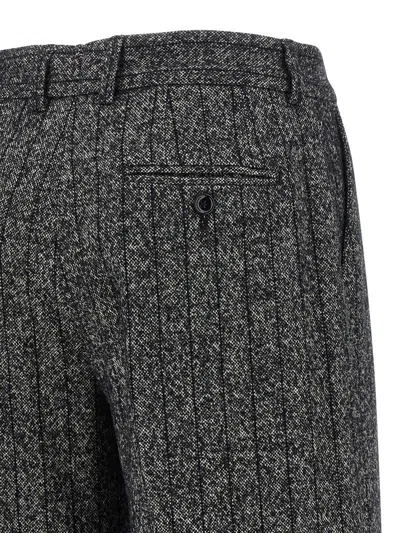 Dolce & Gabbana Wool Trousers With Textured Fabric And Pockets In Gray