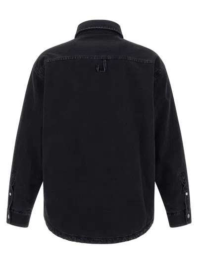 Jacquemus Virgin Wool Long-sleeve Shirt With Embroidered Logo In Black
