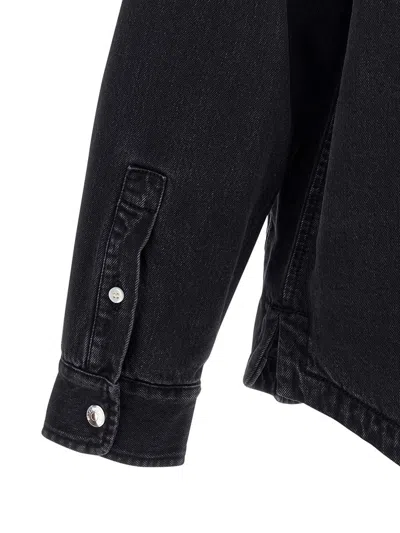 Jacquemus Virgin Wool Long-sleeve Shirt With Embroidered Logo In Black