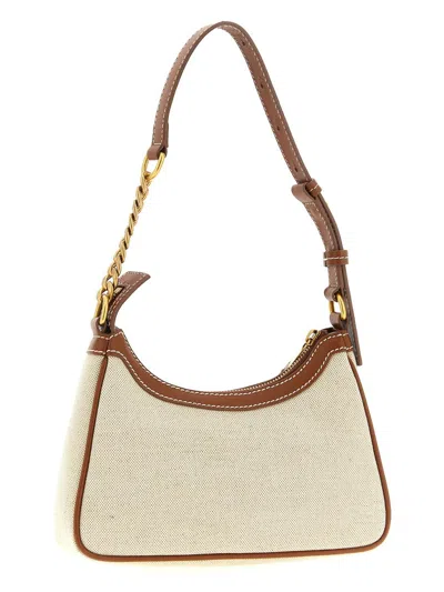 Balmain Shoulder Bag With Adjustable Strap And Chain Detail In Sand