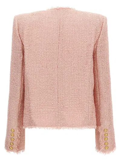 Balmain Edge-to-edge Sequin Tweed Jacket In Pink