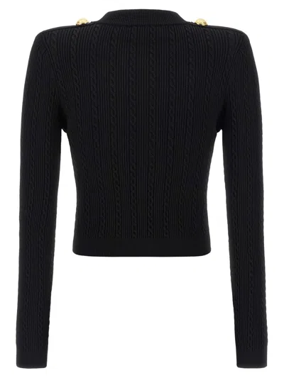 Balmain Black Twisted Knit Long-sleeved Cardigan Women