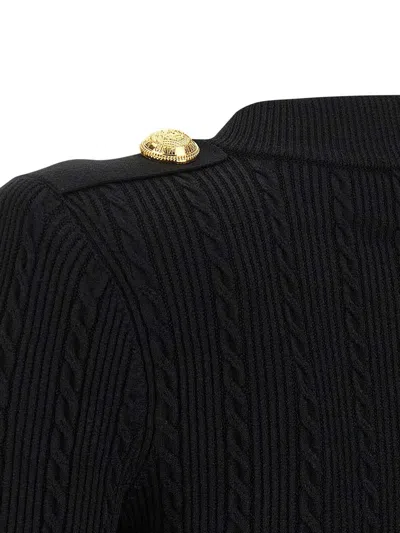 Balmain Black Twisted Knit Long-sleeved Cardigan Women