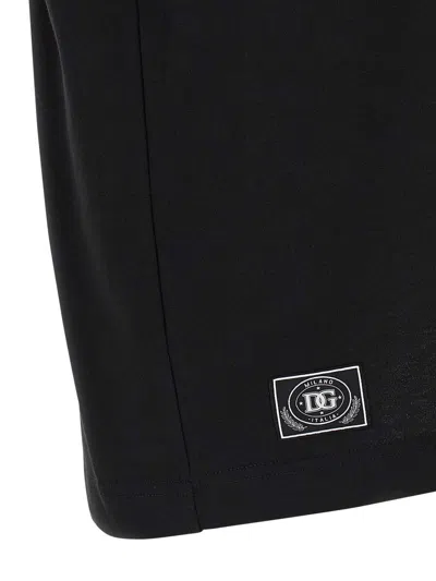 Dolce & Gabbana Men Cotton T-shirt With Embossed Logo Embroidery In Black