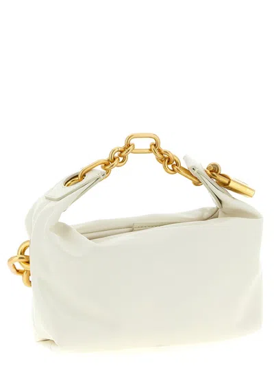 Balmain Sync Chain Mini Top-handle Bag In Calfskin Leather In White