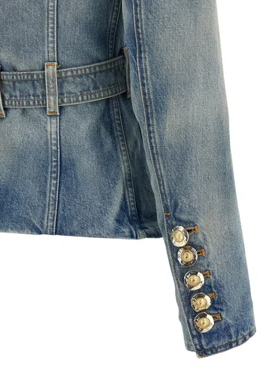 Balmain Stonewashed Cotton Denim Blazer In Blue