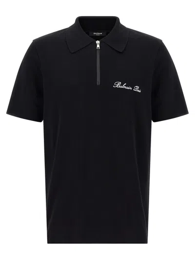 Balmain Signature Black Cotton T-shirt In Black