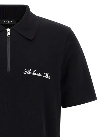 Balmain Signature Black Cotton T-shirt In Black