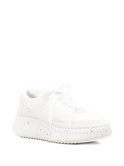 Chloé Nama Embroidered Suede And Recycled Mesh Sneakers In White