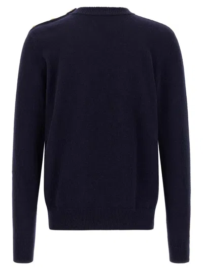 Balmain Classic Crew Neck Sweater In Blue