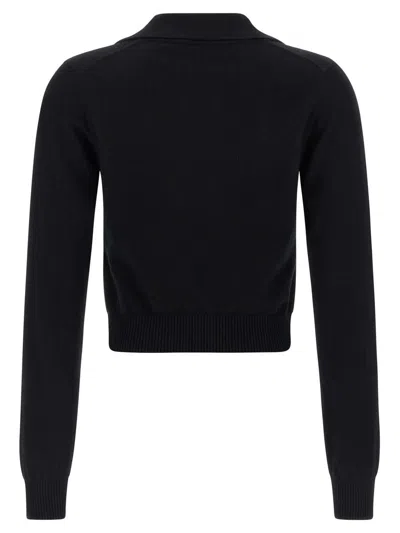 Dolce & Gabbana Collared Neck Long Sleeves Ribbed Hem In Black